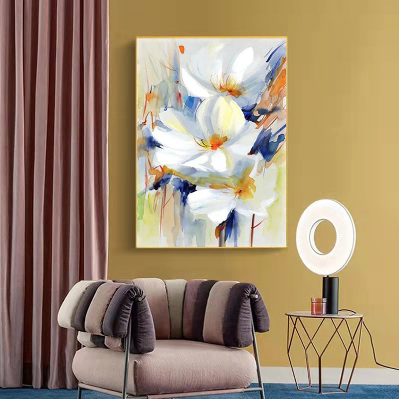 Hand painted Oil Painting Modern Flower Peony Flower Art Canvas Painting Living Room Background Wall Abstract,31inx47in,No Frame