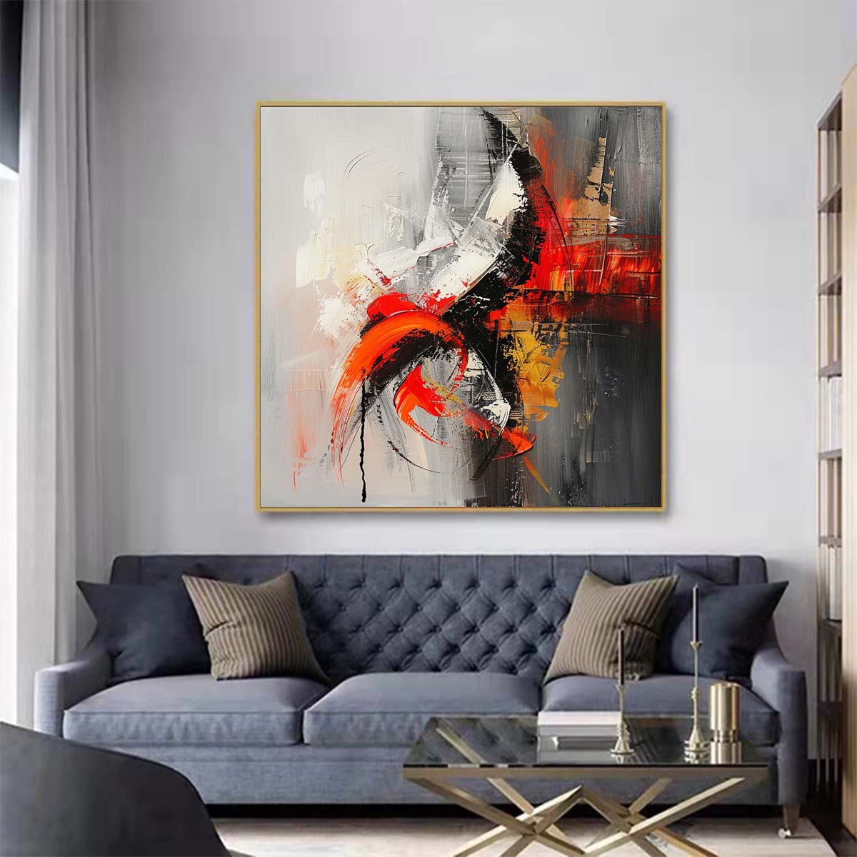 Abstract Handmade Oil Painting Modern Minimalist Home Living Room Decoration Painting,31inx31in,No Frame 3