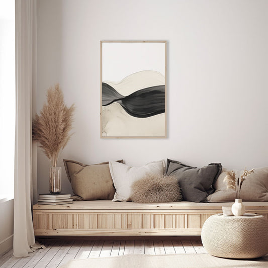 Handpainted Abstract Wall Art Painting Decorative Painting Aisle Corridor Mural Mooring Hanging Painting black white 31inx47in,No Frame