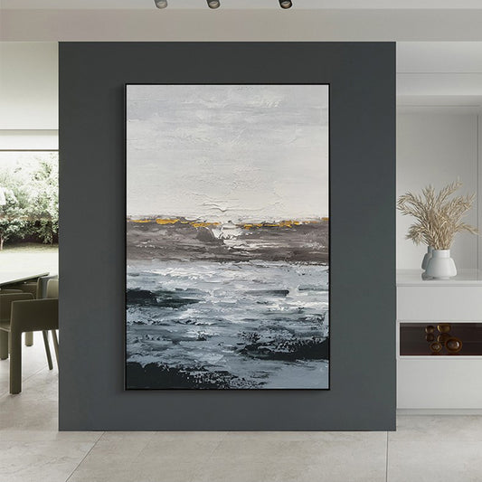 #910Knife Landscaple Oil Painting Northern Europe Light Luxury Style Home Decorative Picture Hand Panited Oil Painting,31inx47in,No Frame