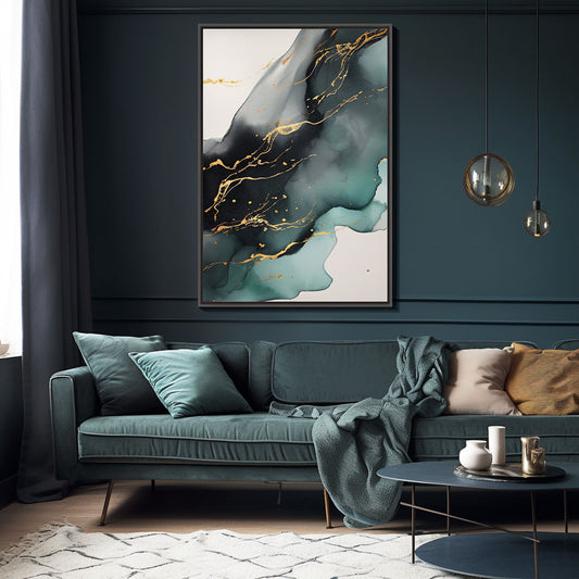 Handpainted Abstract Wall Art Painting Decorative Painting Aisle Corridor Mural Mooring Hanging Paintingblackgreen1inx47in,No Frame