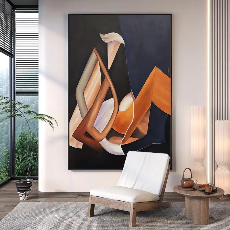 Pure Hand painted Oil Painting Living Room Floor Large Abstract Decorative Painting Abstract Figure Art Painting,31inx47in,No Frame