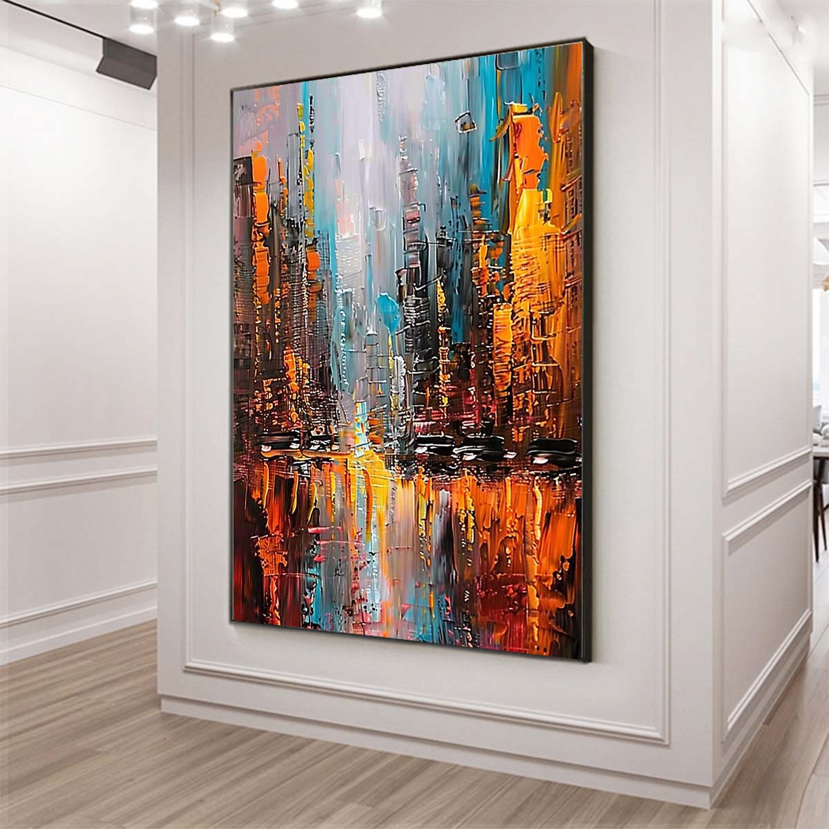 Original creation City Hand painted Oil Painting Canvas Wall Art For Home Living Room Unframed/Rolled #019
