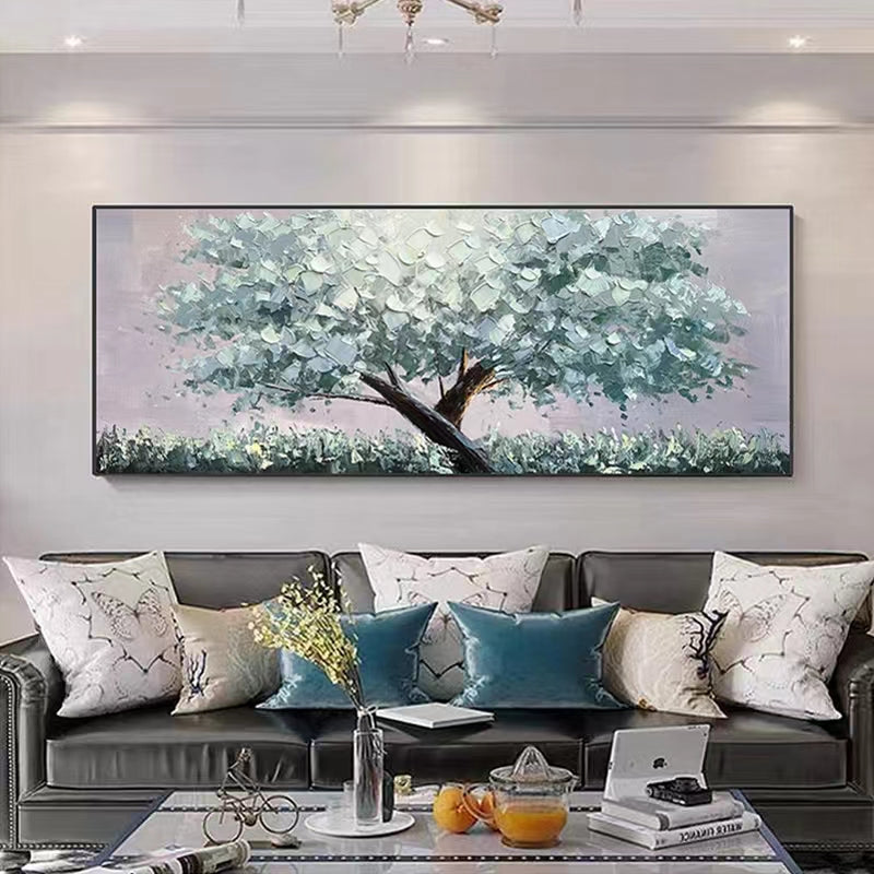 Modern Living Room Decorative Painting Hand painted Oil Painting Sofa Background Wall Landscape Abstract Hanging Painting,27inx54in,No Frame