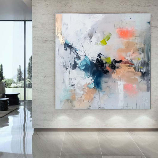 Abstract Handmade Oil Painting Modern Minimalist Home Living Room Decoration Painting,31inx31in,No Frame