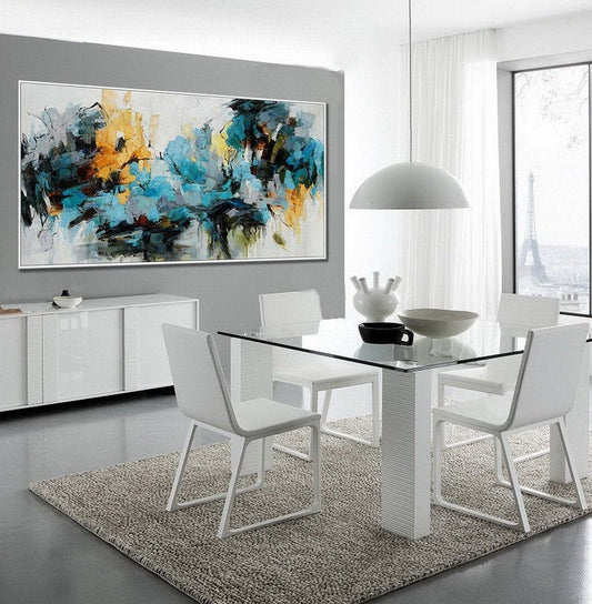 Large Abstract Painting Wall Art Hand Painted Oil Painting On Canvas Art Panoramic Wide Oversize Abstract  Artwork Home Decor27inx54in,No Frame
