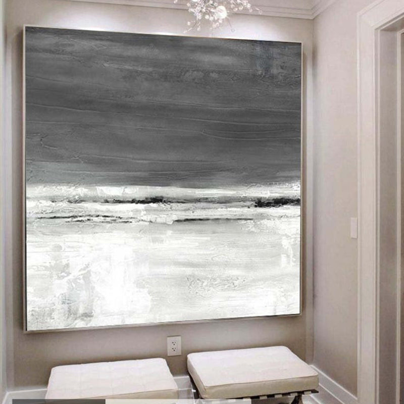 BlackWhiteAbstractPaintingMinimalistLargeCanvasArtBlackAndWhiteWallArtAbstractOilPainting 31in,No Frame