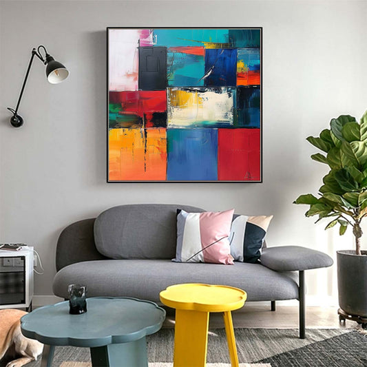 Abstract Handmade Oil Painting Modern Minimalist Home Living Room Decoration Painting,31inx31in,No Frame