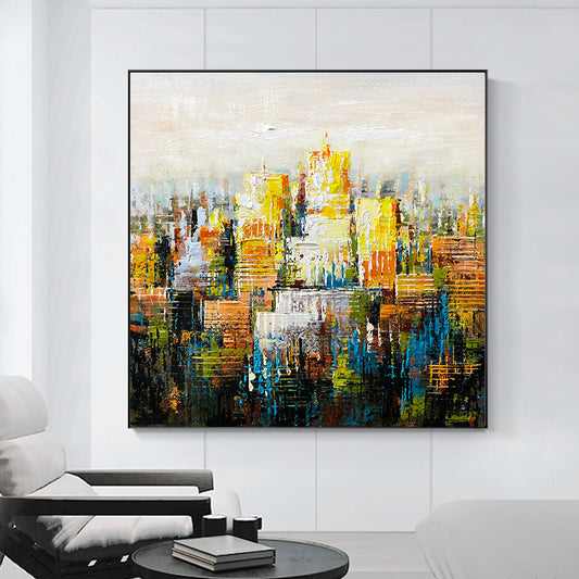 Hand Painted Sunrise Oil Painting On Canvas Blue Ocean Wall Art Posters Pictures Handmade Canvas Painting,31inx31in,No Frame