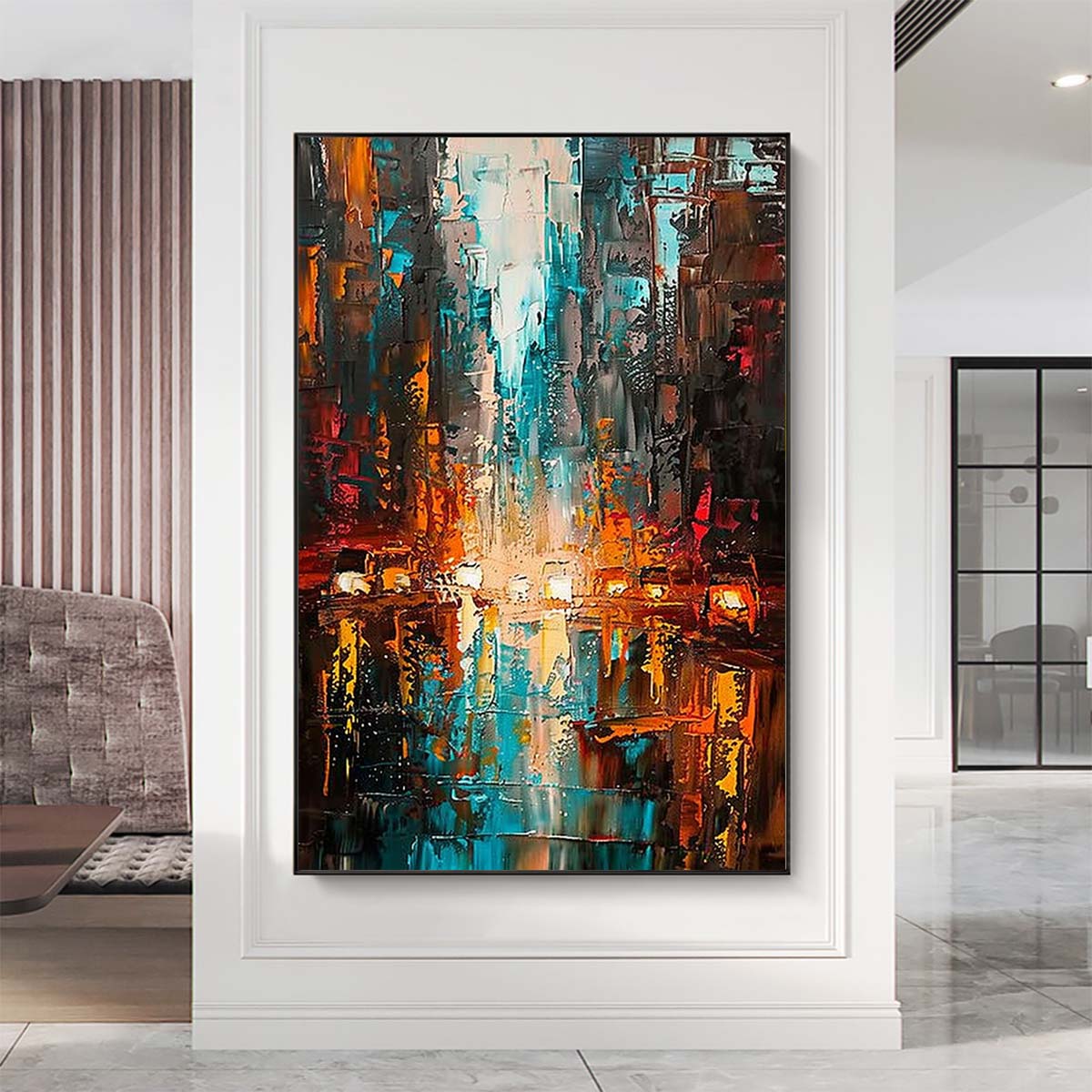 Original creation City Hand painted Oil Painting Canvas Wall Art For Home Living Room Unframed/Rolled #054