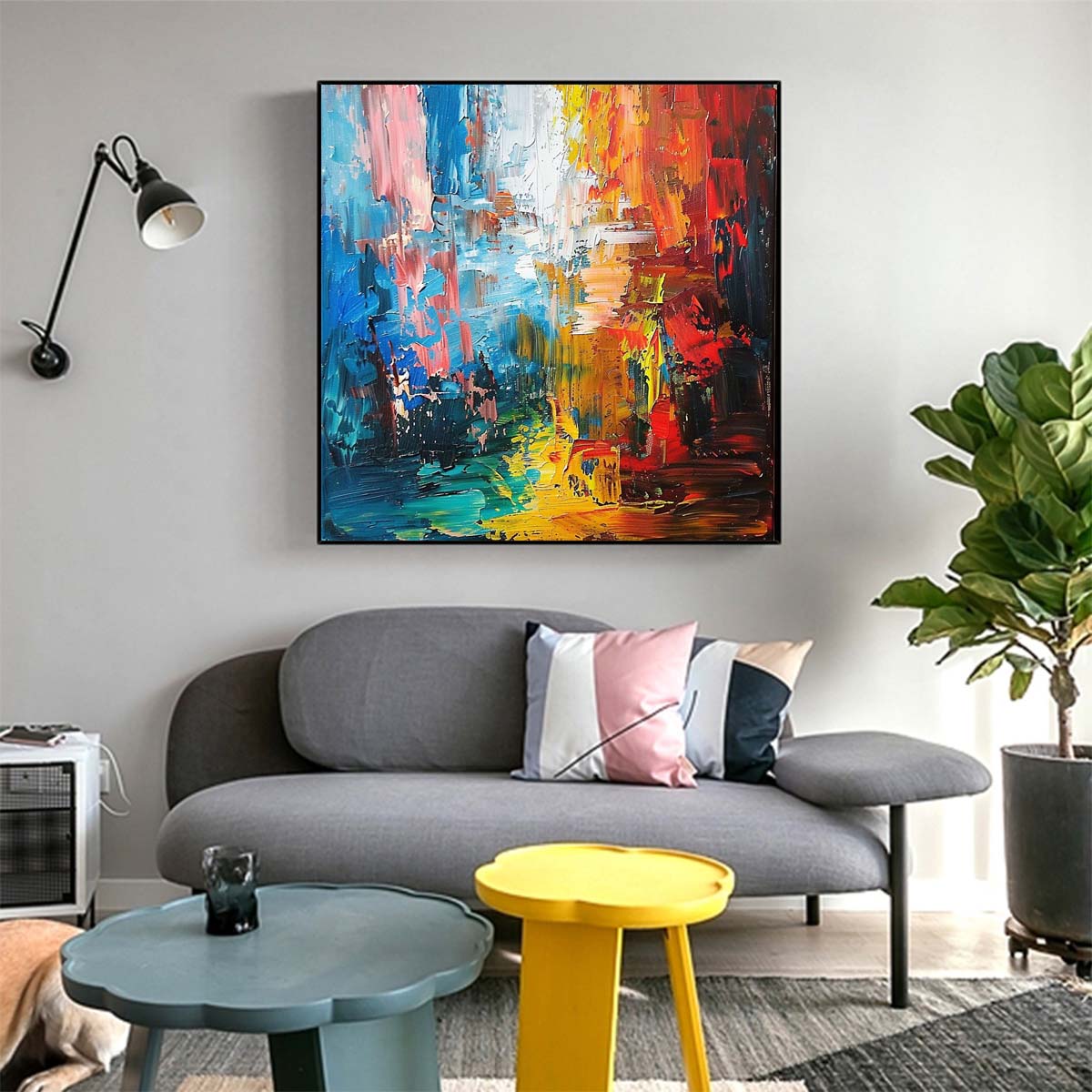Abstract Handmade Oil Painting Modern Minimalist Home Living Room Decoration Painting,31inx31in,No Frame
