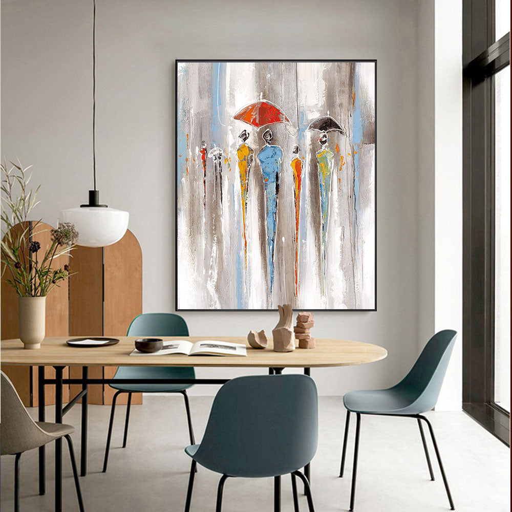 Modern Abstract Lover Canvas Painting Hand painted City Street Art Oil Paintings Handmade Oil Painting Art For Home Living Room,31inx47in,No Frame