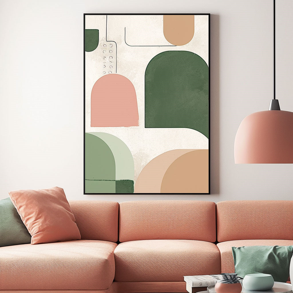 Handpainted Abstract Wall Art Painting Decorative Painting Aisle Corridor Mural Mooring Hanging Painting green pink 31inx47in,No Frame