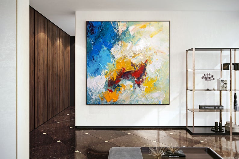 Handmade Abstract Painting On Canvas Extra Large Wall Art Bathroom Wall Art Modern Wall Art Large Artwork Canvas Art Home Decor31in,No Frame