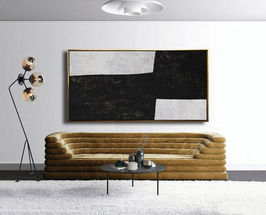 Horizontal Modern Art, Hand Painted Painting on Canvas, Art Abstract Art, Modern Wall Art Canvas Painting27inx54in,No Frame