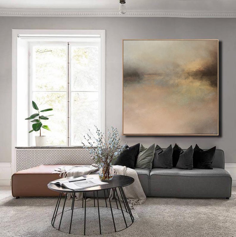 LargeAbstractPaintingSeaPaintingGoldPaintingOceanLandscapePaintingOceanArtPaintingWallArtOffice  31in,No Frame