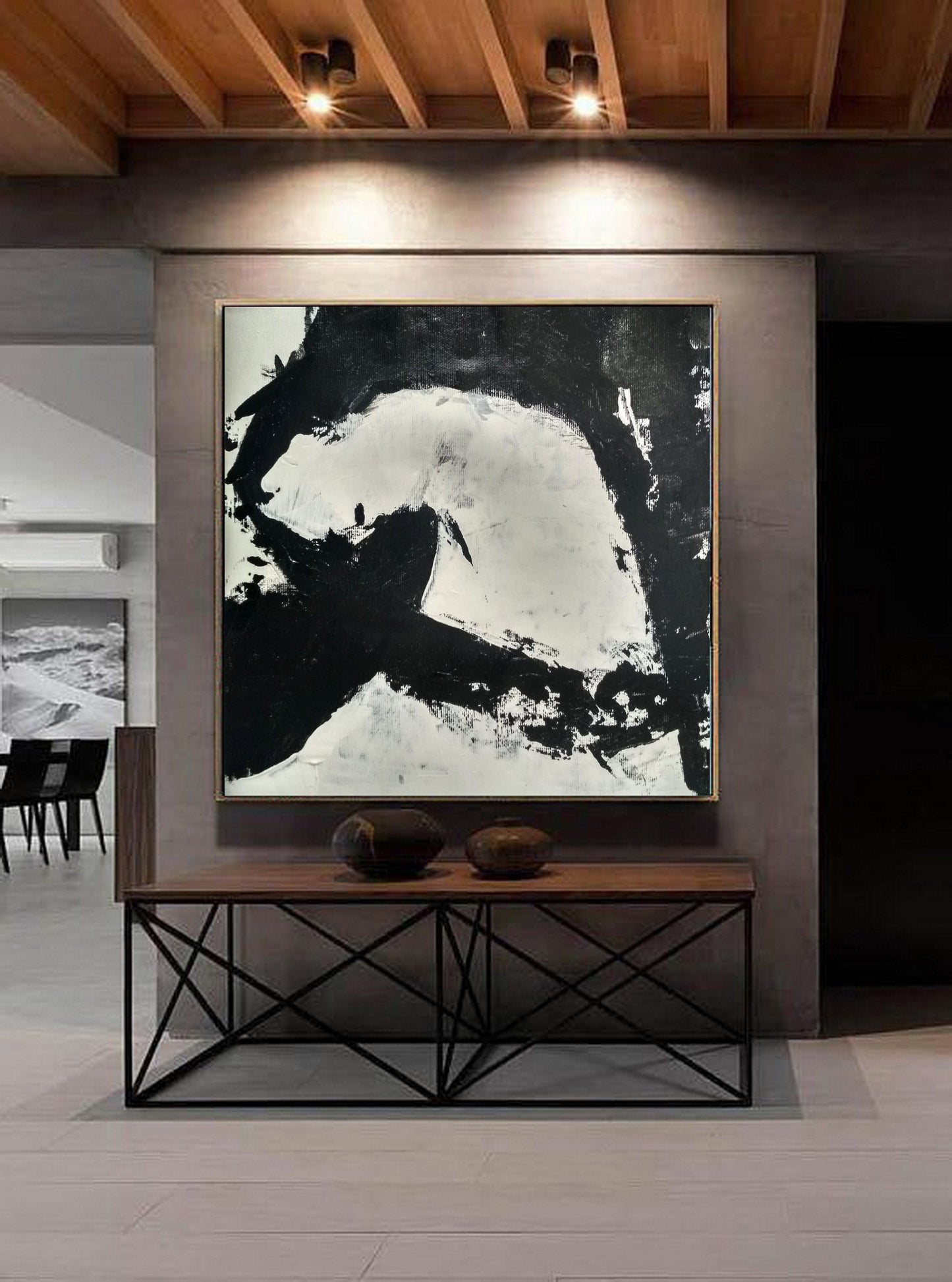 HandmadeCanvasPaintingBlackArtLargeWallArtAbstractPaintingOnCanvasModernArtDecorDecoracion 31in,No Frame