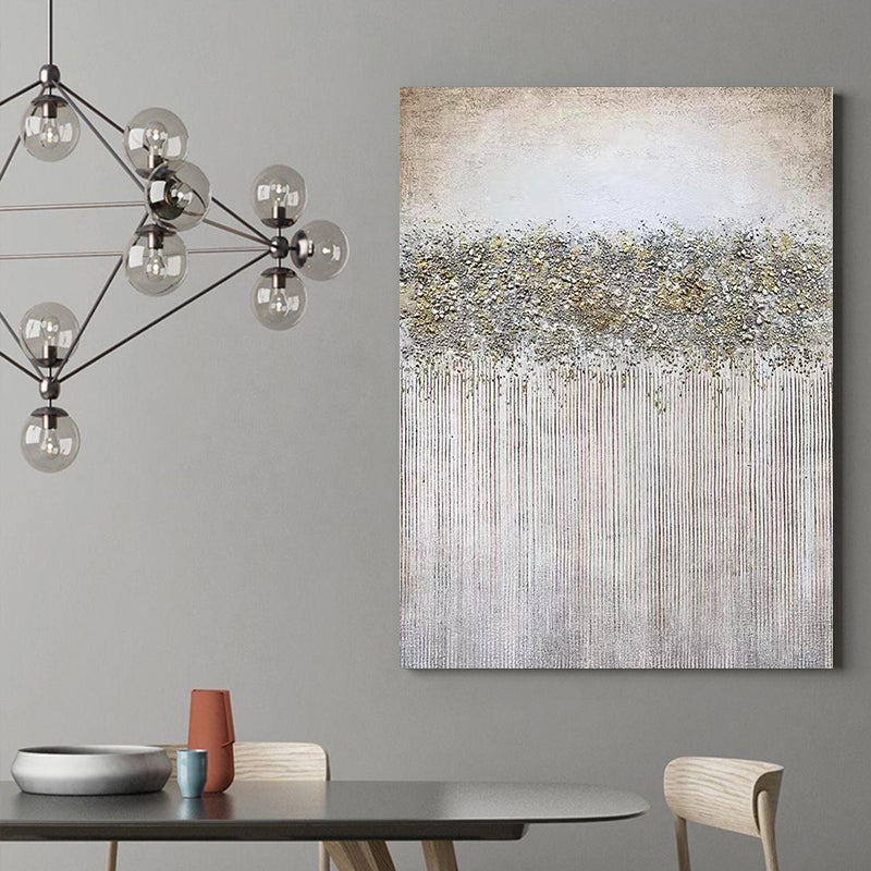 Handpainted Oil Painting Postmodern Abstract Vertical Corridor Decoration Painting Light Luxury Gold Leaf Hanging Painting Large,31inx47in,No Frame