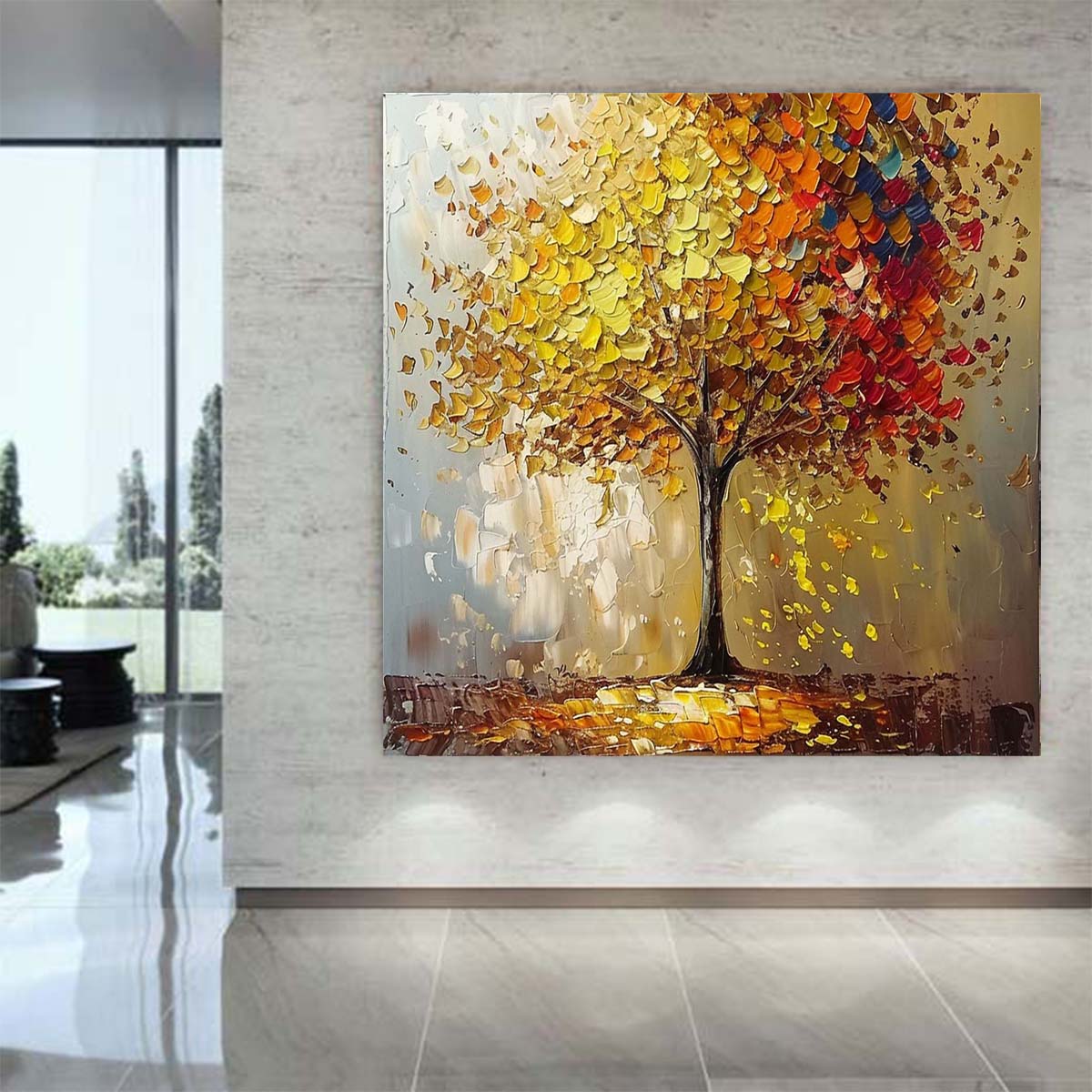 Abstract Handmade Oil Painting Modern Minimalist Home Living Room Decoration Painting,31inx31in,No Frame