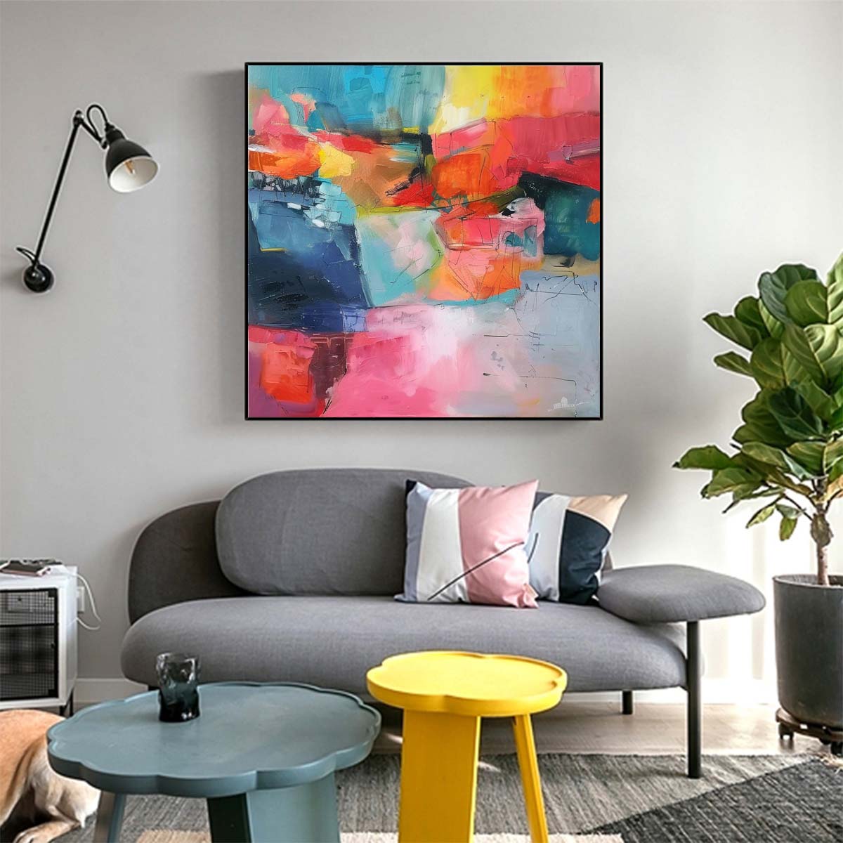 Abstract Handmade Oil Painting Modern Minimalist Home Living Room Decoration Painting,31inx31in,No Frame 3