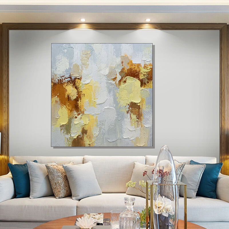 New To Abstract Pure Hand painted Modern Knife Painting Frameless Oil Painting Living Room Simple,31inx31in,No Frame