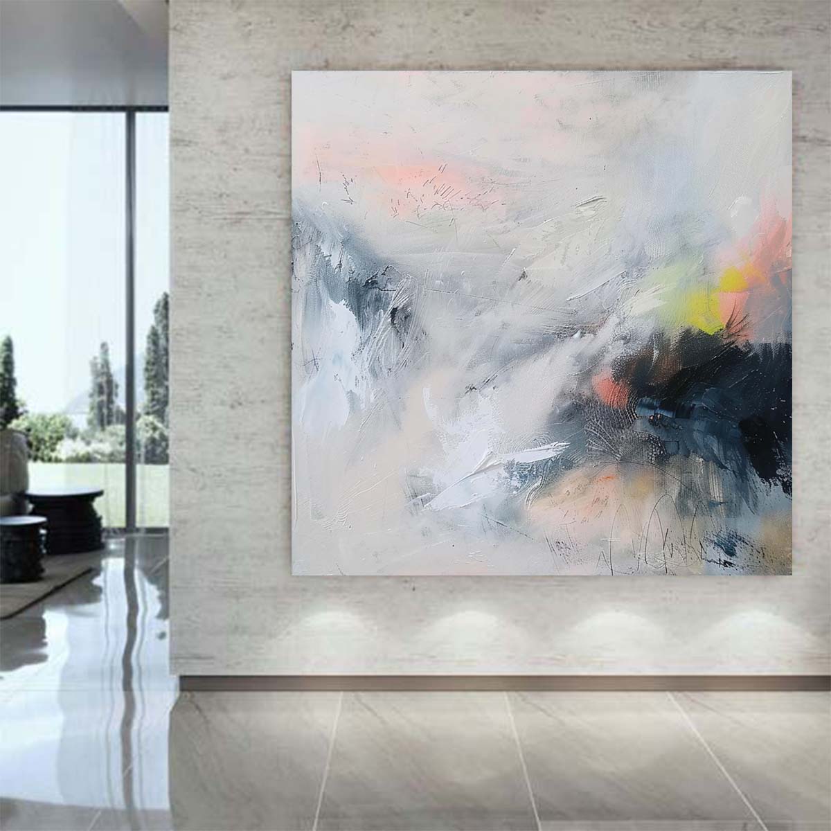 Abstract Handmade Oil Painting Modern Minimalist Home Living Room Decoration Painting,31inx31in,No Frame