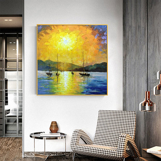 Hand Painted Painting Oil Canvas Seascape Oil Painting for Living Room Wall Art Home Decor Modern,31inx31in,No Frame