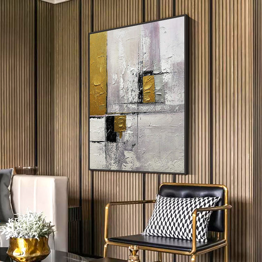 Abstract Gold Lines Canvas Art Hand Painted Canvas Oil Painting Wall Art Home Living Room,31inx47in,No Frame
