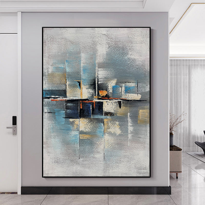 Simple Gray Design Abstract Oil Painting Wall Art Home Decoration Picture Paintings Unframed Cheap Paintings Artwork,31inx47in,No Frame