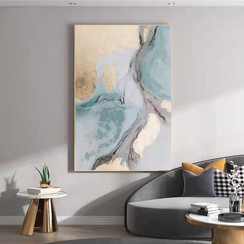 Gold Foil Decorative Painting Living Room Sofa BBackground Wall Hanging Painting Modern Art Hand painted Abstract,31inx47in,No Frame