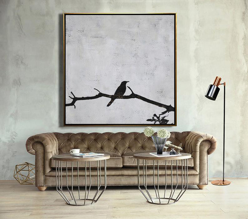 AbstractBirdpaintingModernArtMinimalistPaintingCanvasArt-handpaintedoversizedCanvasPainting 31in,No Frame