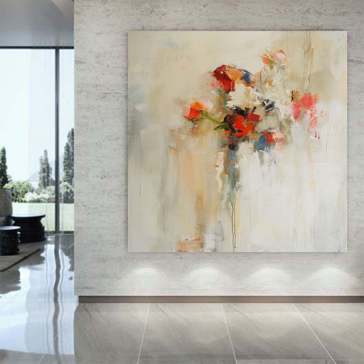 Abstract Handmade Oil Painting Modern Minimalist Home Living Room Decoration Painting,31inx31in,No Frame
