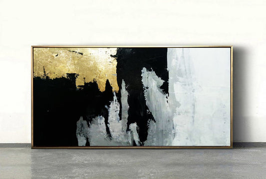 Large Painting Black Gold Painting Abstract Painting Art Canvas Painting Oil Canvas Painting Painting Canvas Oversize Painting27inx54in,No Frame