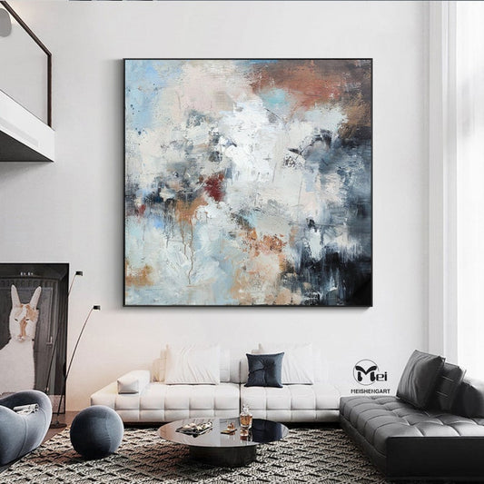 OriginalAbstractPaintingGreyandBeigeWallArtBrownPaintingTextureCanvasWallPaintingContemporaryPainting 31in,No Frame
