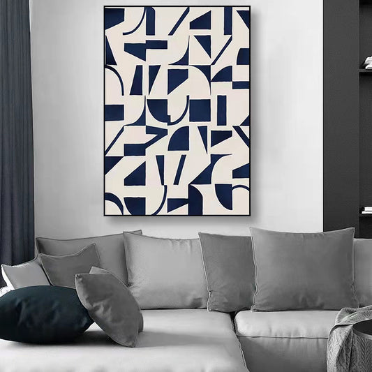 Handmade Canvas Wall Decoration Black and White Abstract Design Living Room Decoration Oil Painting New Product,31inx47in,No Frame