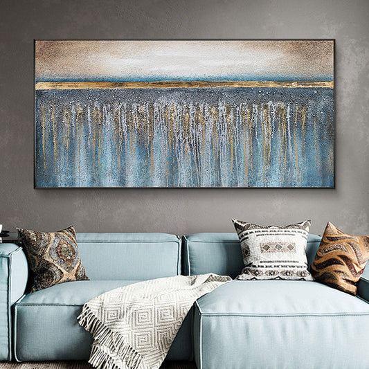 Hand-painted Gold Leaf Painting Abstract Modern Scandinavian Living Room Bedroom Bedside Painting Decorative Paintings Light Lux27inx54in,No Frame