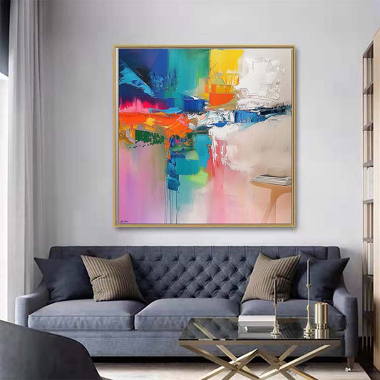 Abstract Handmade Oil Painting Modern Minimalist Home Living Room Decoration Painting,31inx31in,No Frame