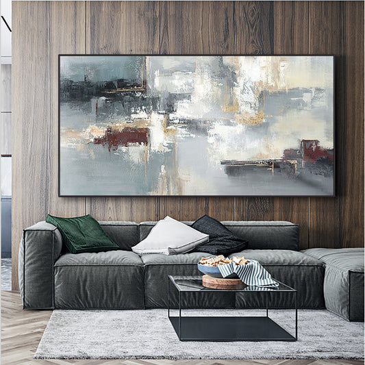Modern Hand Paint Abstract Thick Oil Painting Nordic Navy Gold Canvas Artwork Handmade Brush Oil Painting,27inx54in,No Frame