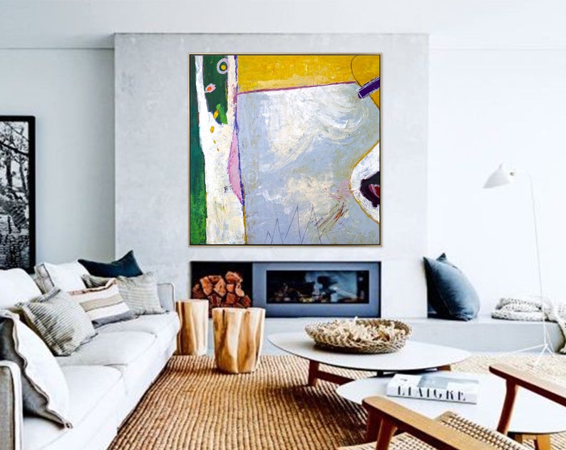 AbstractPaintingOriginalLargeAcrylicCanvasWallArtExpressionismColorfulModernPaintingWallArtOnCanvas  31in,No Frame