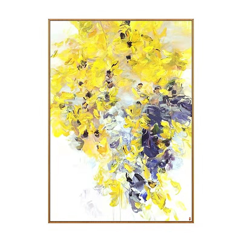 Abstract Modern Oil Painting Hand Painted Canvas Decorative Wall Picture Cuadro Decorativo Living Room Large Yellow For Living Room,31inx47in,No Frame