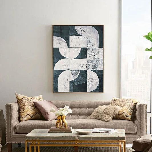Hand Painted Abstract Painting Acrylic Modern Art Green Oil Painting For Living Room Wall Home,31inx47in,No Frame