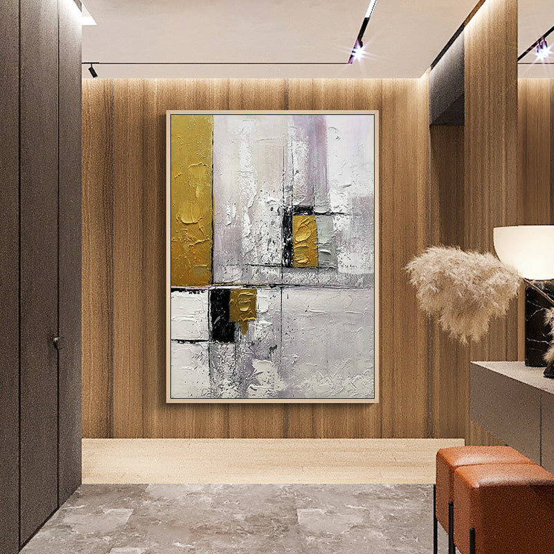 Abstract Gold Lines Canvas Art Hand Painted Canvas Oil Painting Wall Art Home Living Room,31inx47in,No Frame