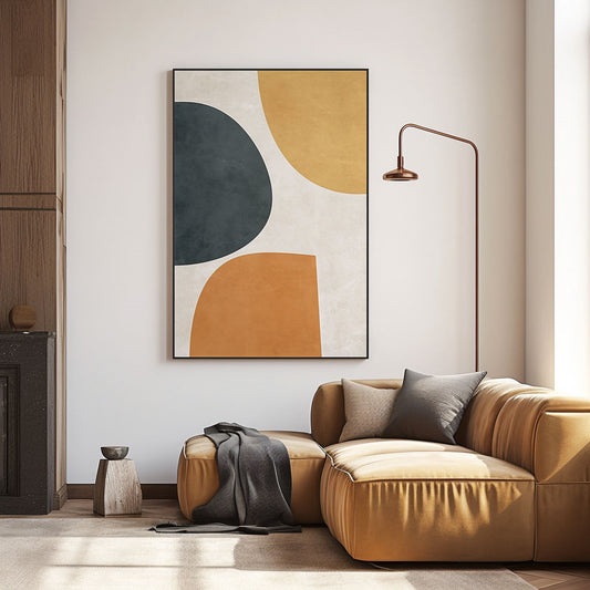 Handpainted Abstract Wall Art Painting Decorative Painting Aisle Corridor Mural Mooring Hanging Painting blue orange yellow 31inx47in,No Frame