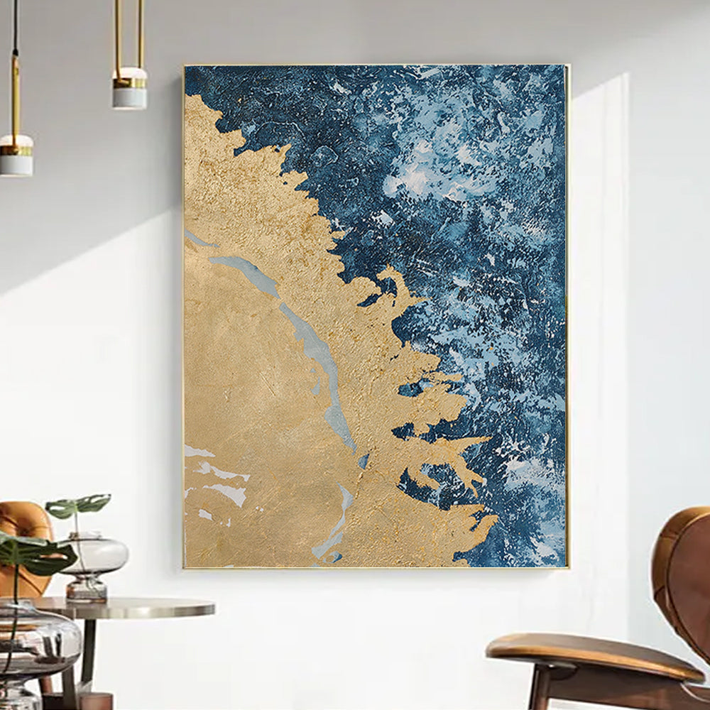 Scenery Seaside Painting Hand Painted Modern Art Oil Painting Sandy Beach Landscape For Living Room,31inx47in,No Frame