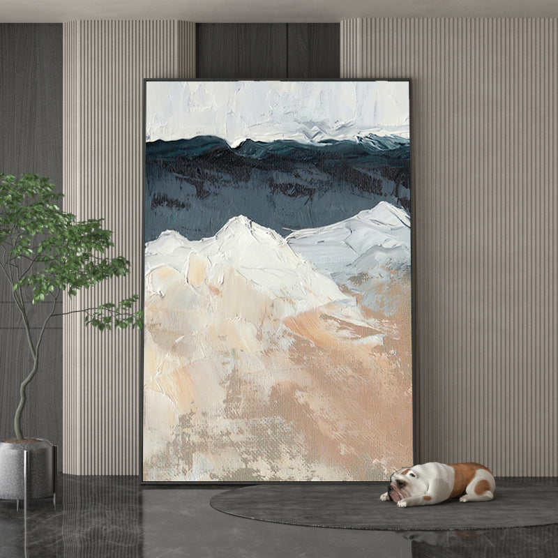 Hand Painted Modern Abstract Blue Oil Painting Art Original Canvas Wall Art Handmade Landscape Oil Painting