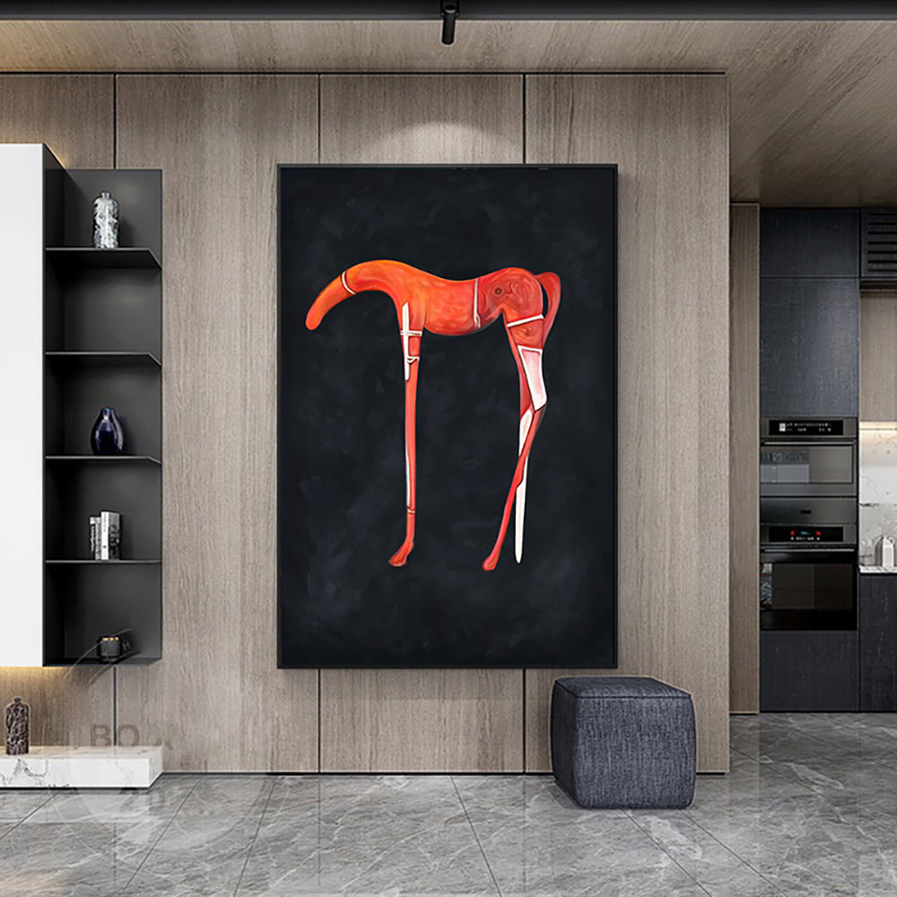 Hand Painted Animal Abstract Horse Oil Painting On Canvas Home Decoration Handmade Large Abstract Wall,31inx47in,No Frame