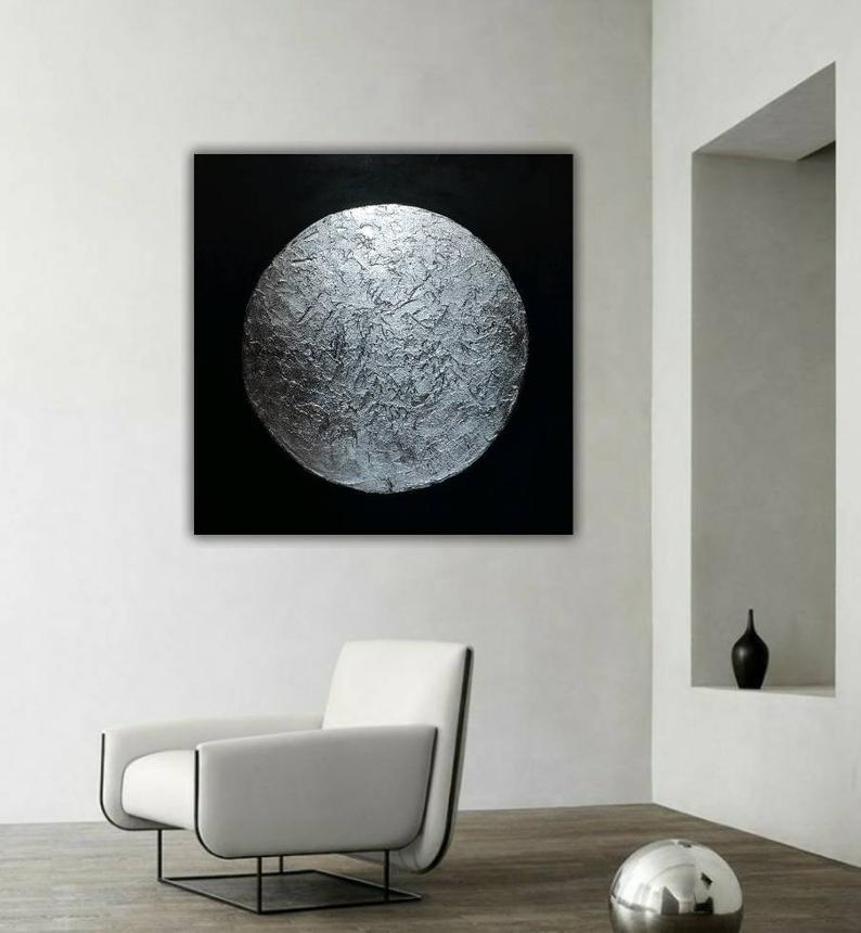 SilverLeafPaintingOnCanvasGeometricMinimalistArtOilPaintingWallArtCanvasPaintingNordicStyle 31in,No Frame