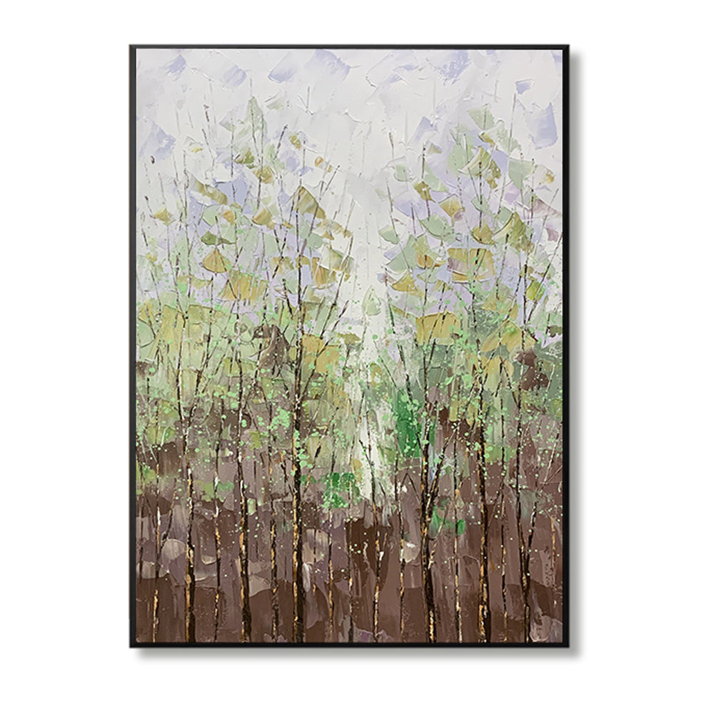Hand Painted Oil Painting Forest Landscape Hanging Painting 3D Knife Painting Abstract Home Hotel Decoration Painting,31inx47in,No Frame