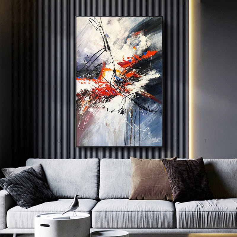 Hand Painted Oil Painting Custom Simple Modern Abstract Painting Living Room Corridor Bedroom Decoration Painting Red,31inx47in,No Frame