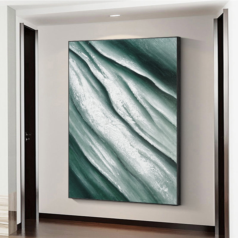 #1010Handmade Modern Abstract Oil Painting Green River On Canvas Living Room Restaurant Background Hanging Mural Wall,31inx47in,No Frame